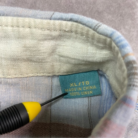 Tommy Bahama Shirt Men's XL Plaid Linen Button Lightweight Summer Casual Beach - Picture 10 of 14